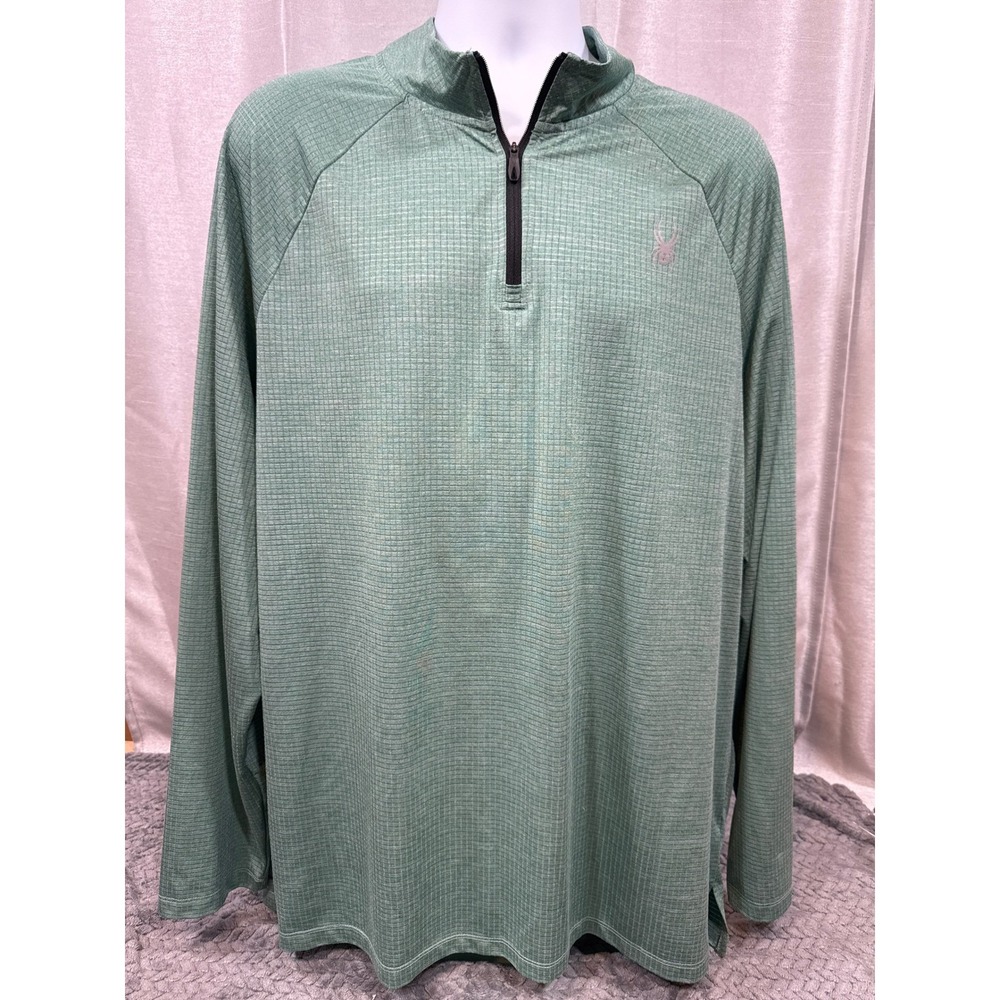 Spyder Active Mens XXL Green ProWEB Quarter Zip Grid Pullover Long Sleeve